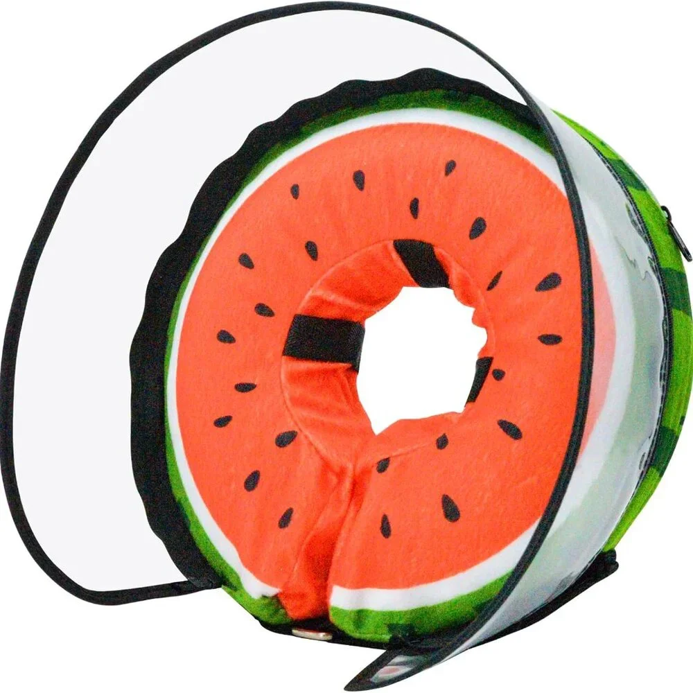 Adorable Watermelon Inflatable Pet Recovery Collar – Size Medium